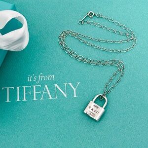 Authentic Tiffany & Co Padlock On 16” Oval Tiffany Chain